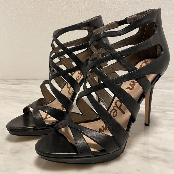 Sam Edelman Black Strappy Heels - Picture 1 of 7